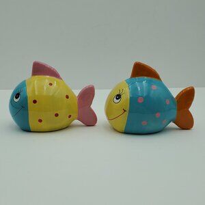 Blue Yellow Pink Orange Polka Dot Fish Banks Small Colorful Fish Statues